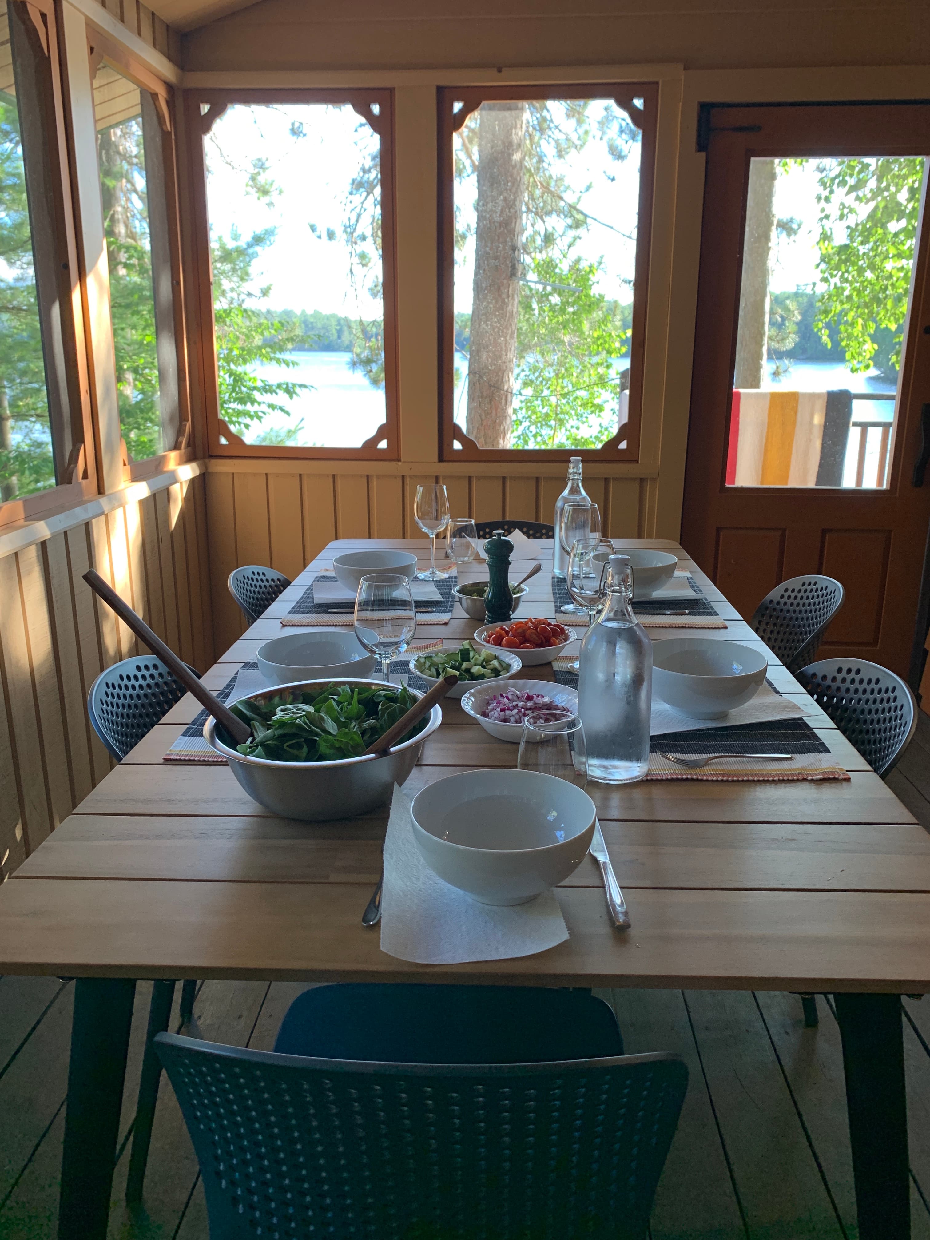The screened in porch is where we enjoy most
of our meals in the summer and shoulder seasons The screened in porch is where we enjoy most
of our meals in the summer and shoulder seasons